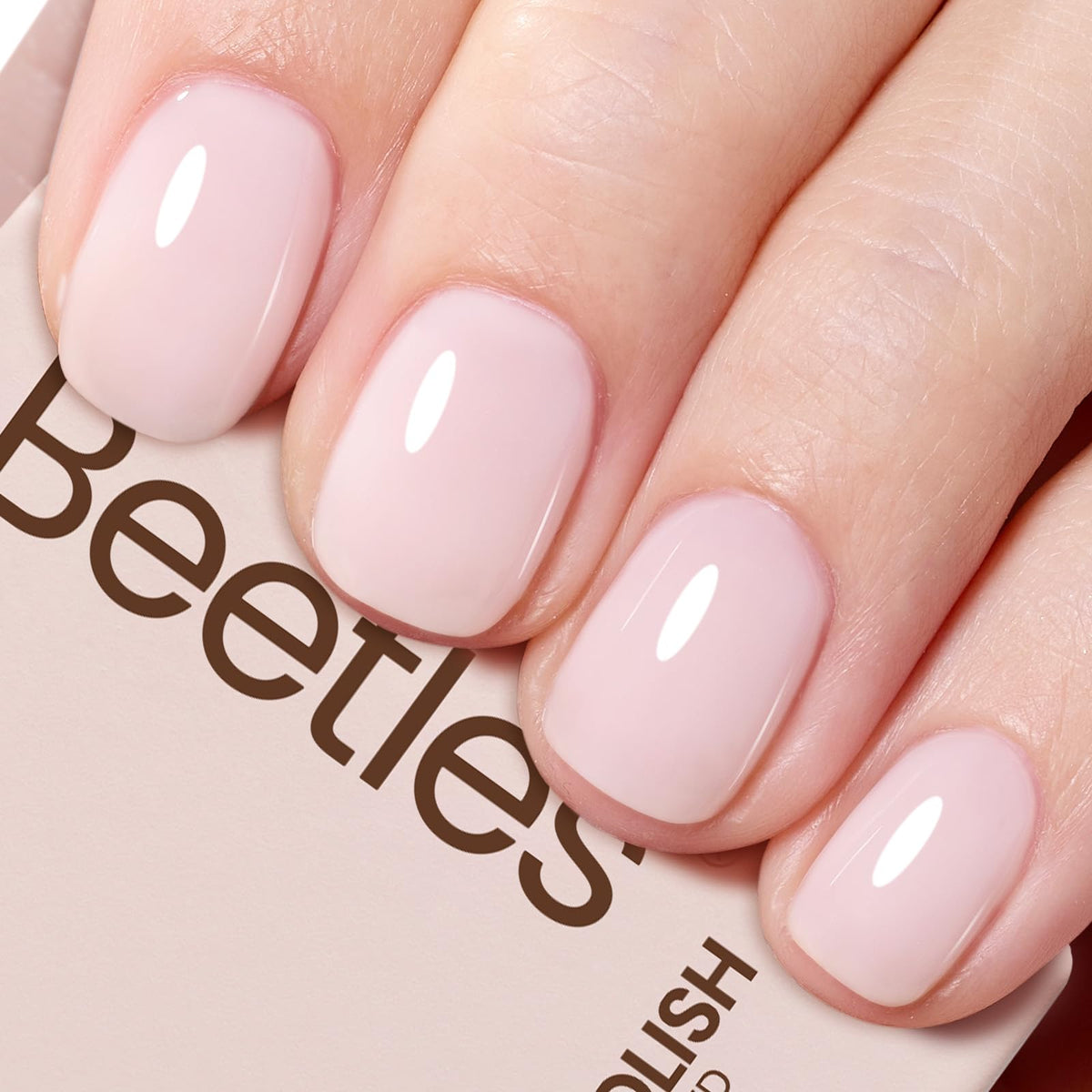 Beetles gel de uñas Milky Pink: bote visible para uso diario con acabado translúcido y suave.