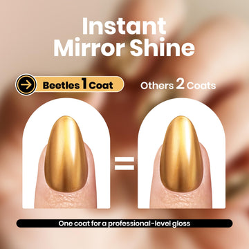 Beetles Mirror Gold, acabado cromado duradero que realza el brillo.