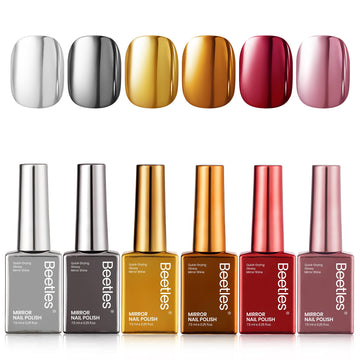 Beetles Mirror Nail Polish Set Silver chrome for dazzling, high-gloss nails.