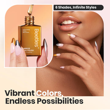 Beetles Mirror Nail Polish Set Soft Pink with delicate metallic sheen.