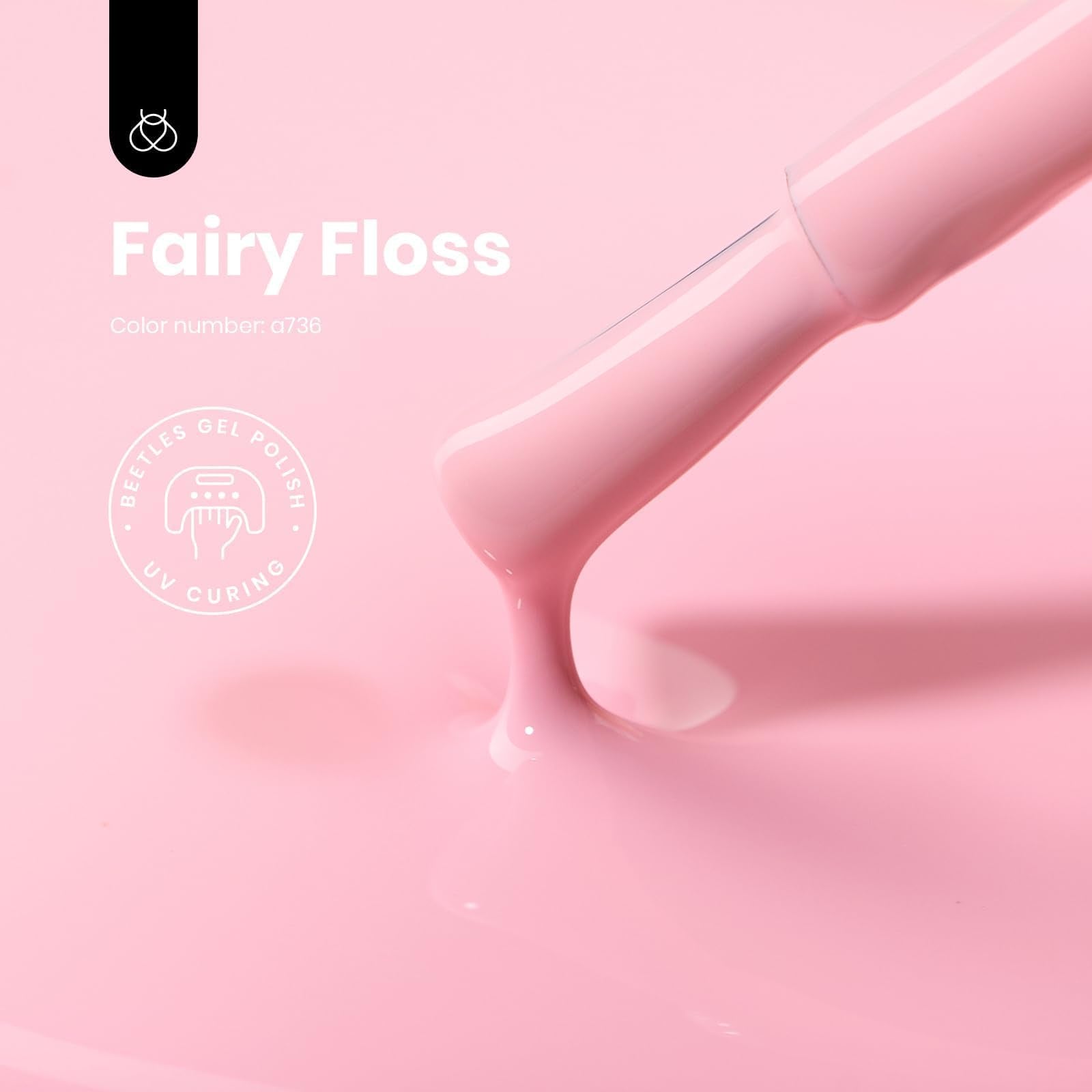 Beetles Gel Polish: muestra de uñas rosa pastel para ver la coloración real.