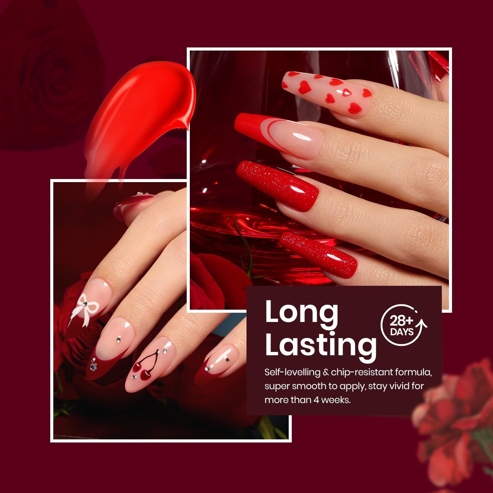 Beetles Muestras Color Rojo Gel Uñas: prueba de tono en casa