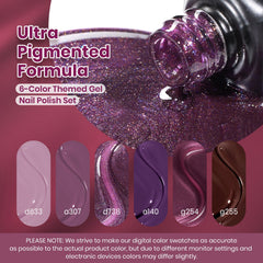 Beetles Muse of Midnight swatches show rich plum hues and shimmer.