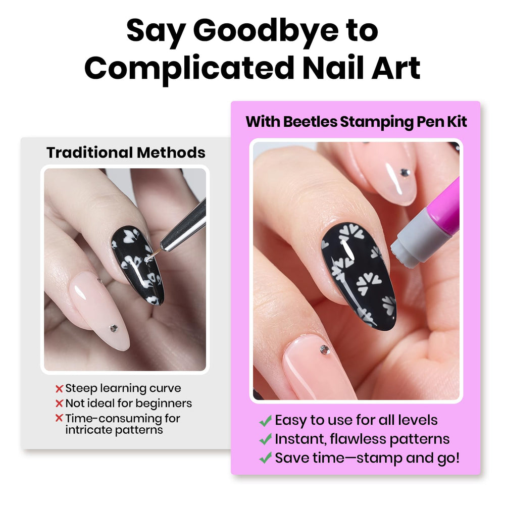 Beetles Gel Polish bolígrafo de estampado detalle para trazos finos y definidos.