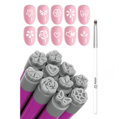 Beetles Gel Polish bolígrafo de estampado flores para diseños precisos en uñas.