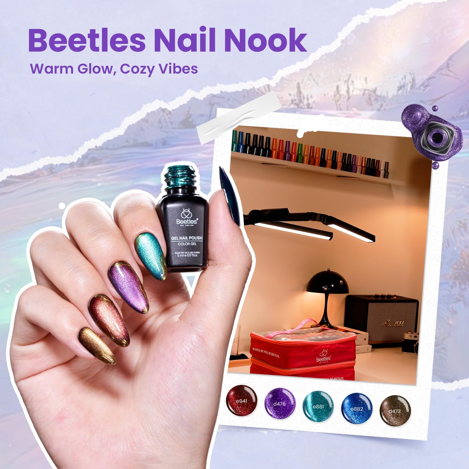 Efecto ojo de gato Beetles Nail Nook añade profundidad y destellos