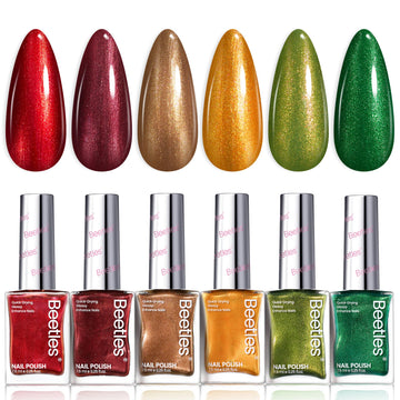 Beetles nail polish valentines set group shot showing six versatile colors for chic winter looks.