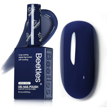 Beetles Navy Blue Gel Polish empaque y detalles del producto