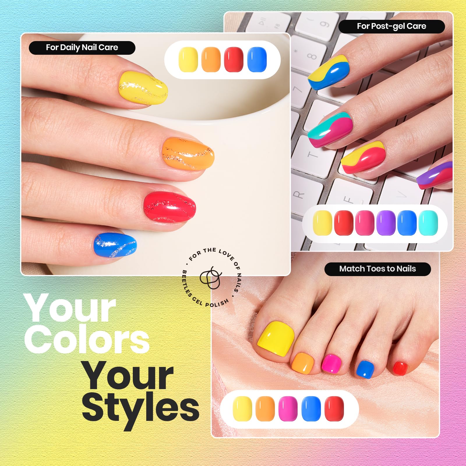 Beetles Neon Esmalte detalle de diseño y acabado ultra brillante
