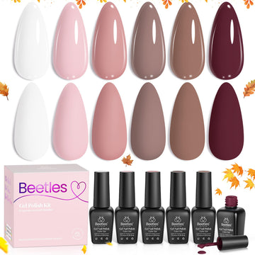 Beetles Gel Polish Set neutro caramelo para tono cálido.