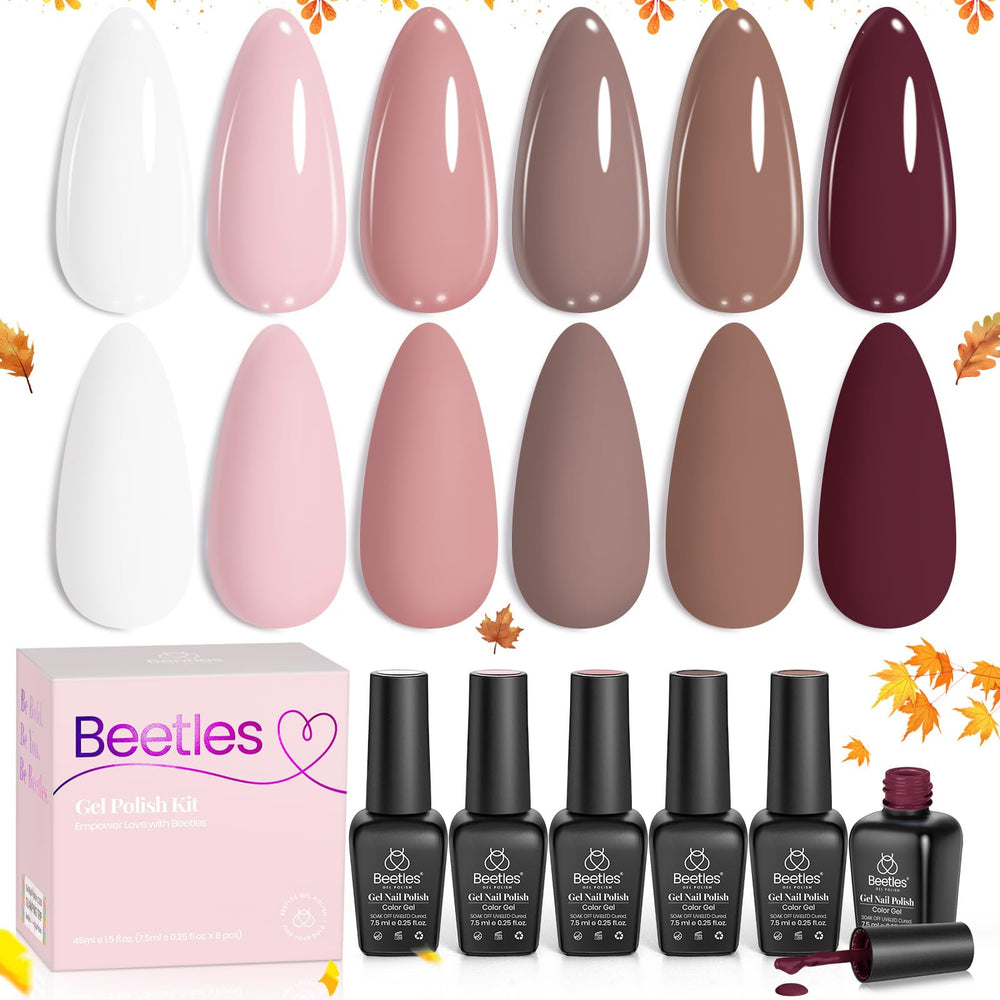 Beetles Gel Polish Set neutro caramelo para tono cálido.