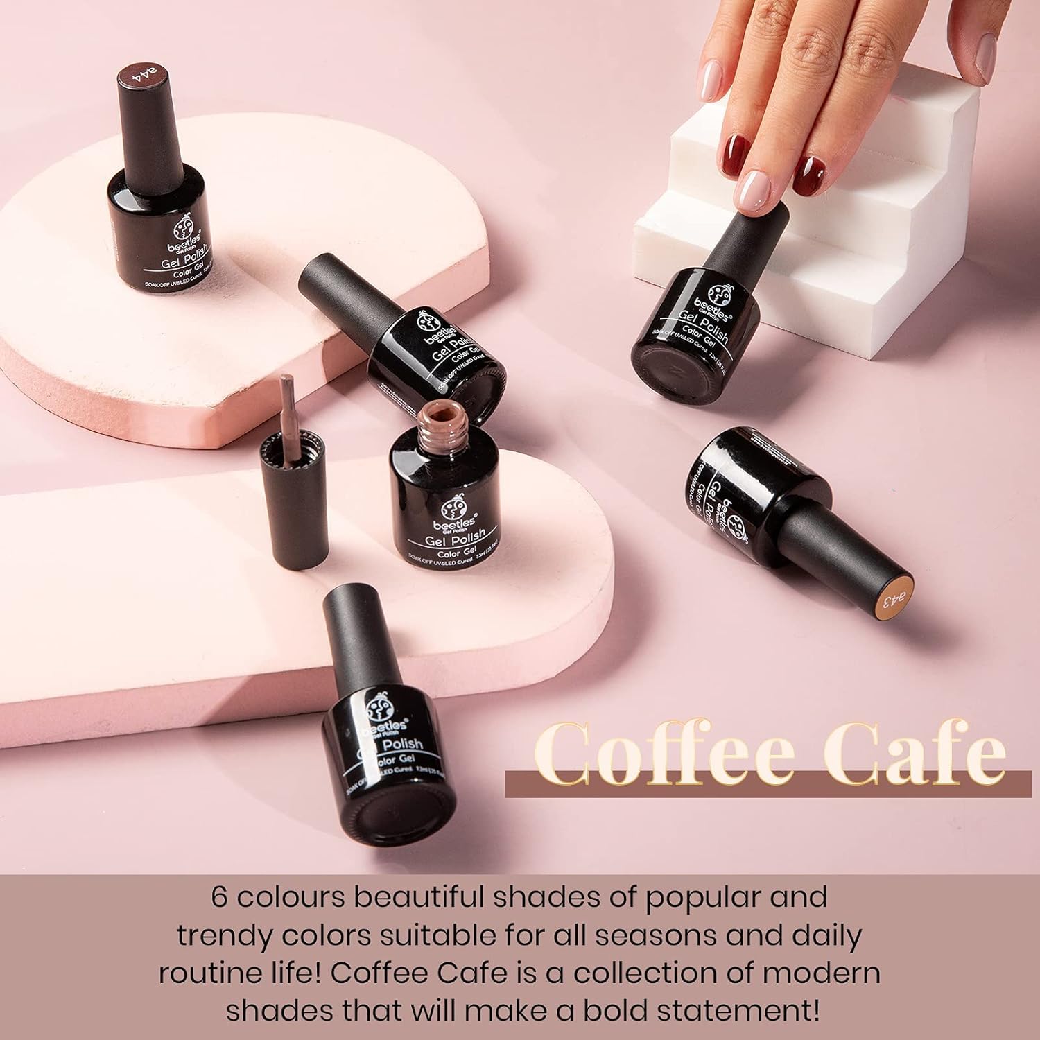 Beetles Gel Polish Set neutro latte para look sutil.