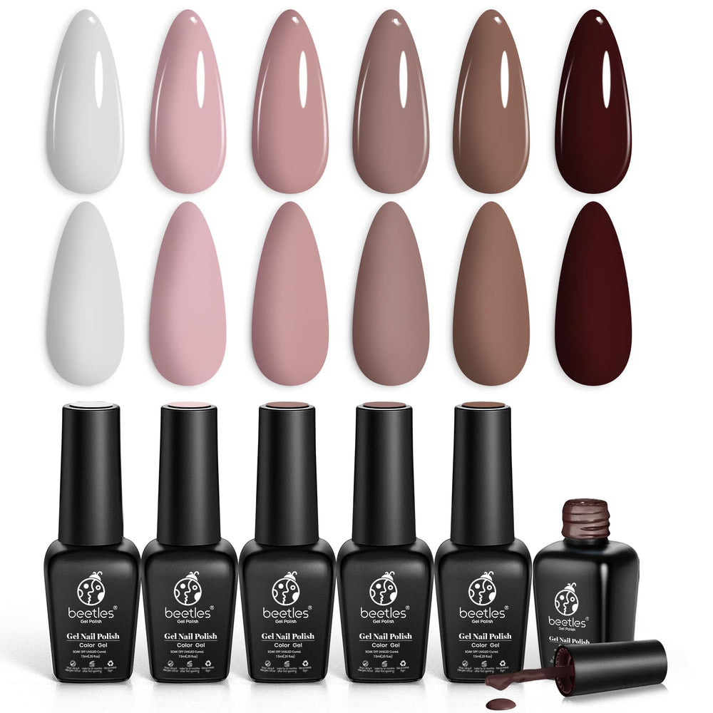 Beetles Gel Polish Set neutro-rosado-marrón para un look duradero.