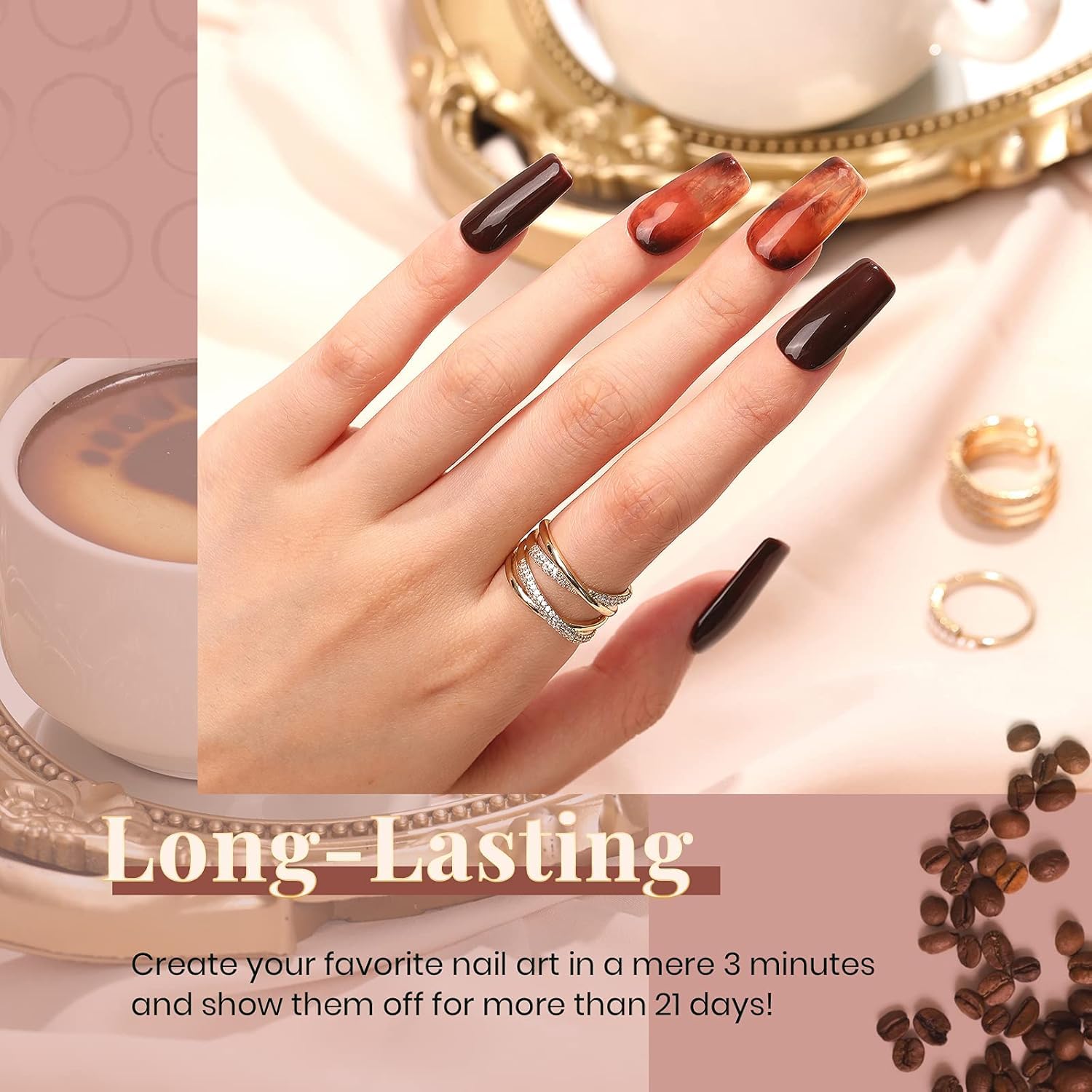 Beetles Gel Polish Set neutro tono piel para manicura suave.