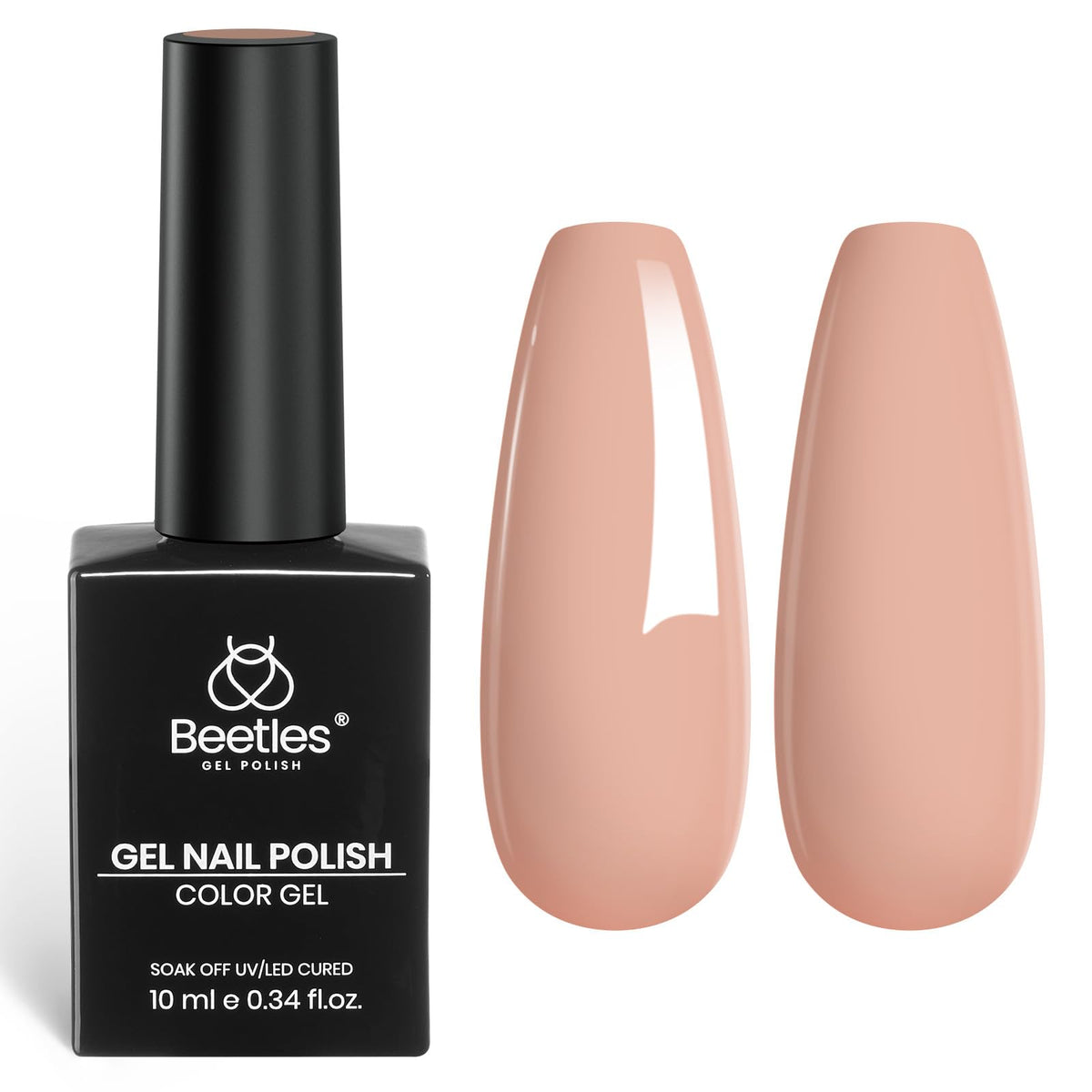 Beetles Nude Fall Gel Nail Polish tono marrón claro, acabado suave para uñas pulidas.