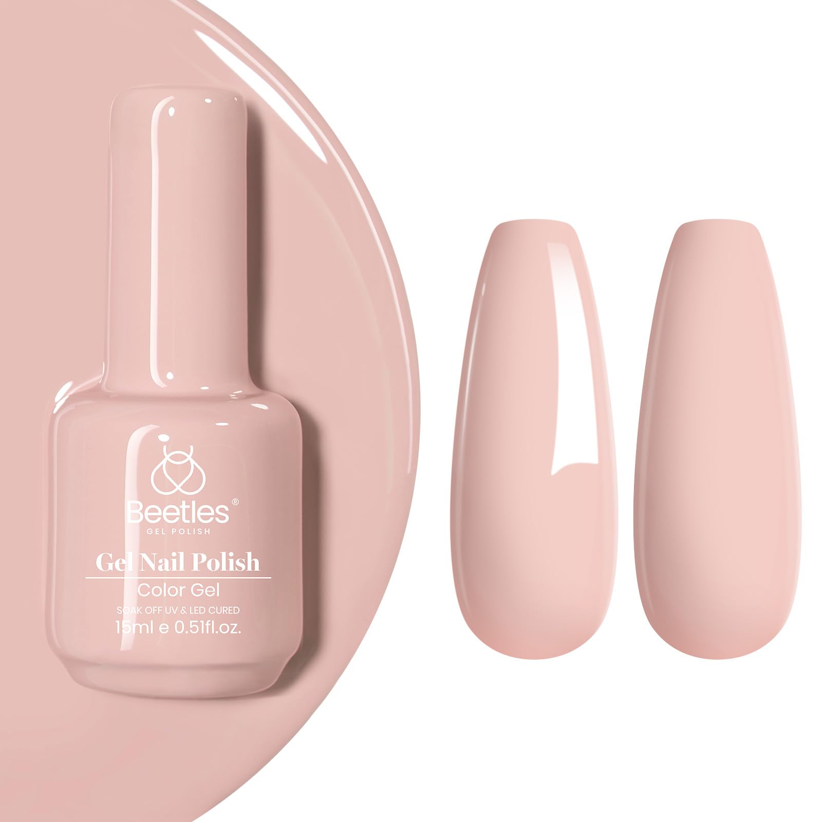 Beetles Nude Gel Nail Polish, botella con color suave y duradero para uñas