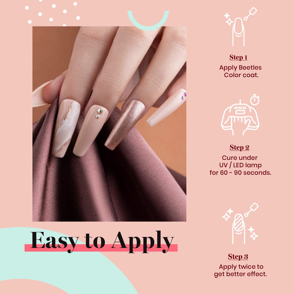 Beetles Nude Gel Nail Polish, manos con uñas con acabado transparente para uso casero