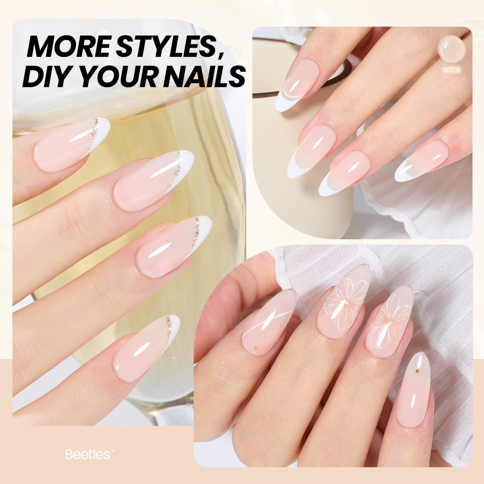 Beetles Nude Gel Polish aplicación en capas para efectos translúcidos u opacos