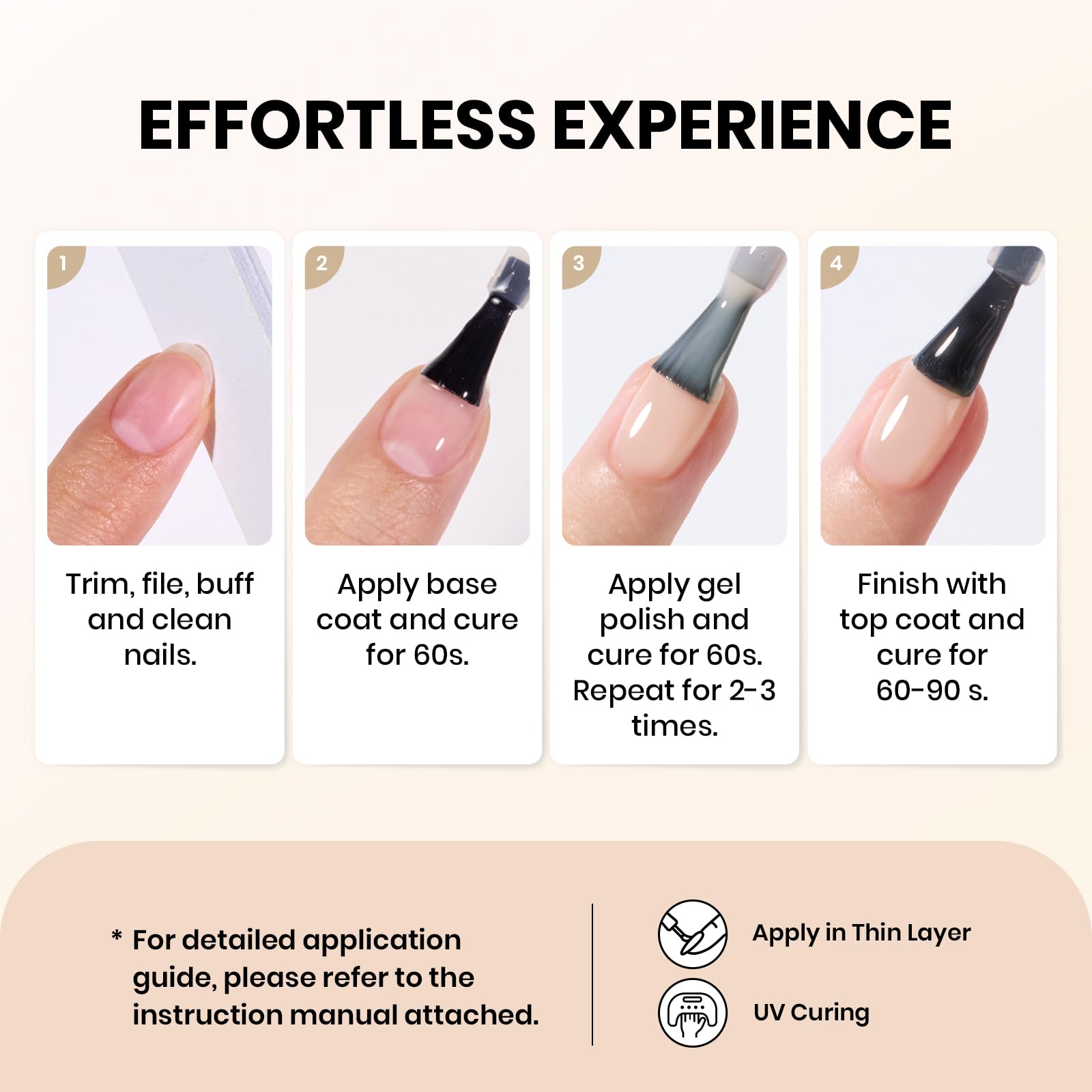 Beetles Nude Gel Polish textura jelly facilita capas suaves y transiciones limpias