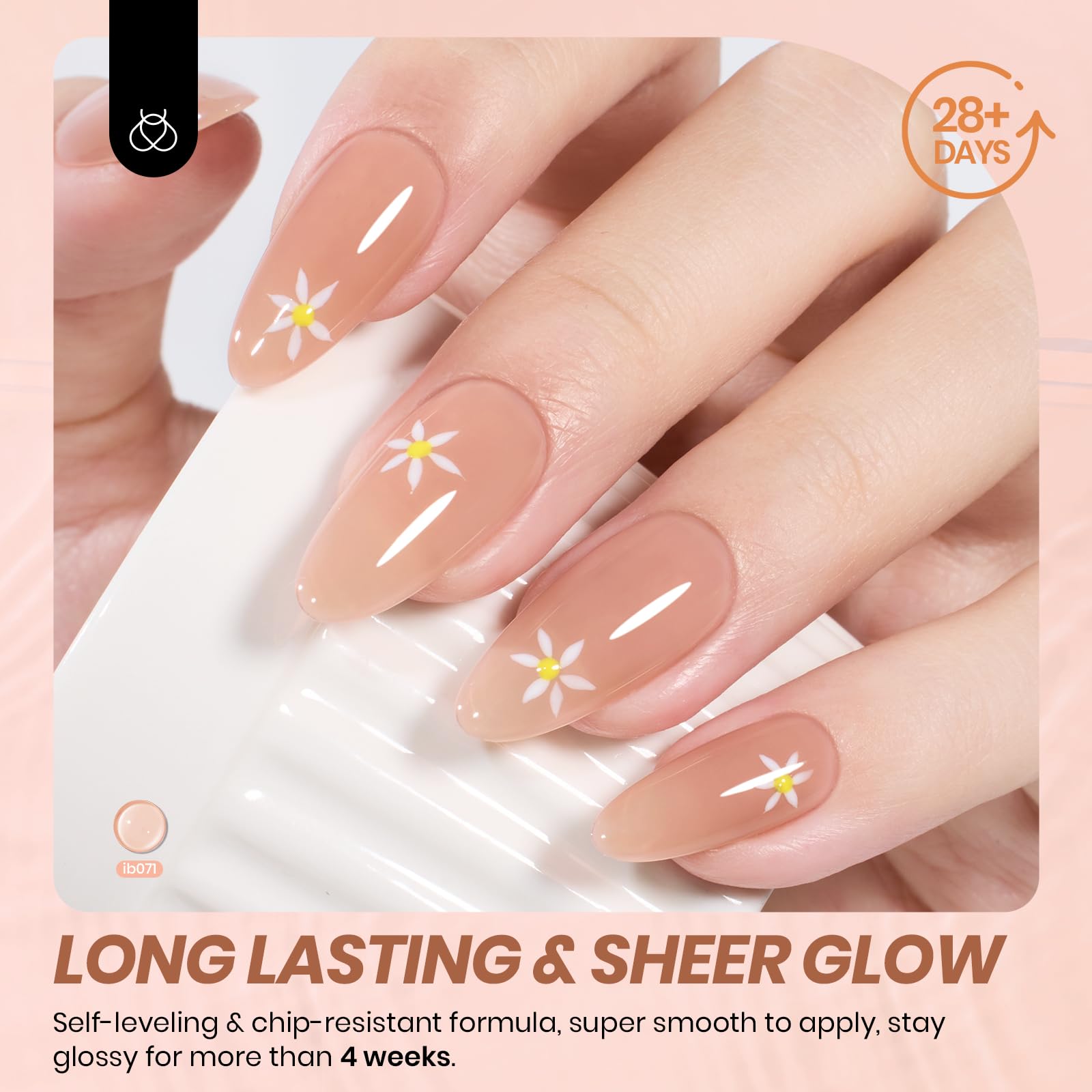 Beetles Nude Gel Polish varias capas para translucidez ajustable.