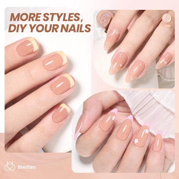 Beetles Nude Gel Polish efecto translúcido para uñas naturales.