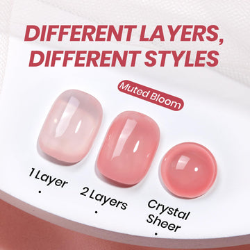 Beetles Nude Pink Gel: aplicación en mano para capas ligeras o intensas.