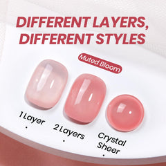 Beetles Nude Pink Gel: aplicación en mano para capas ligeras o intensas.