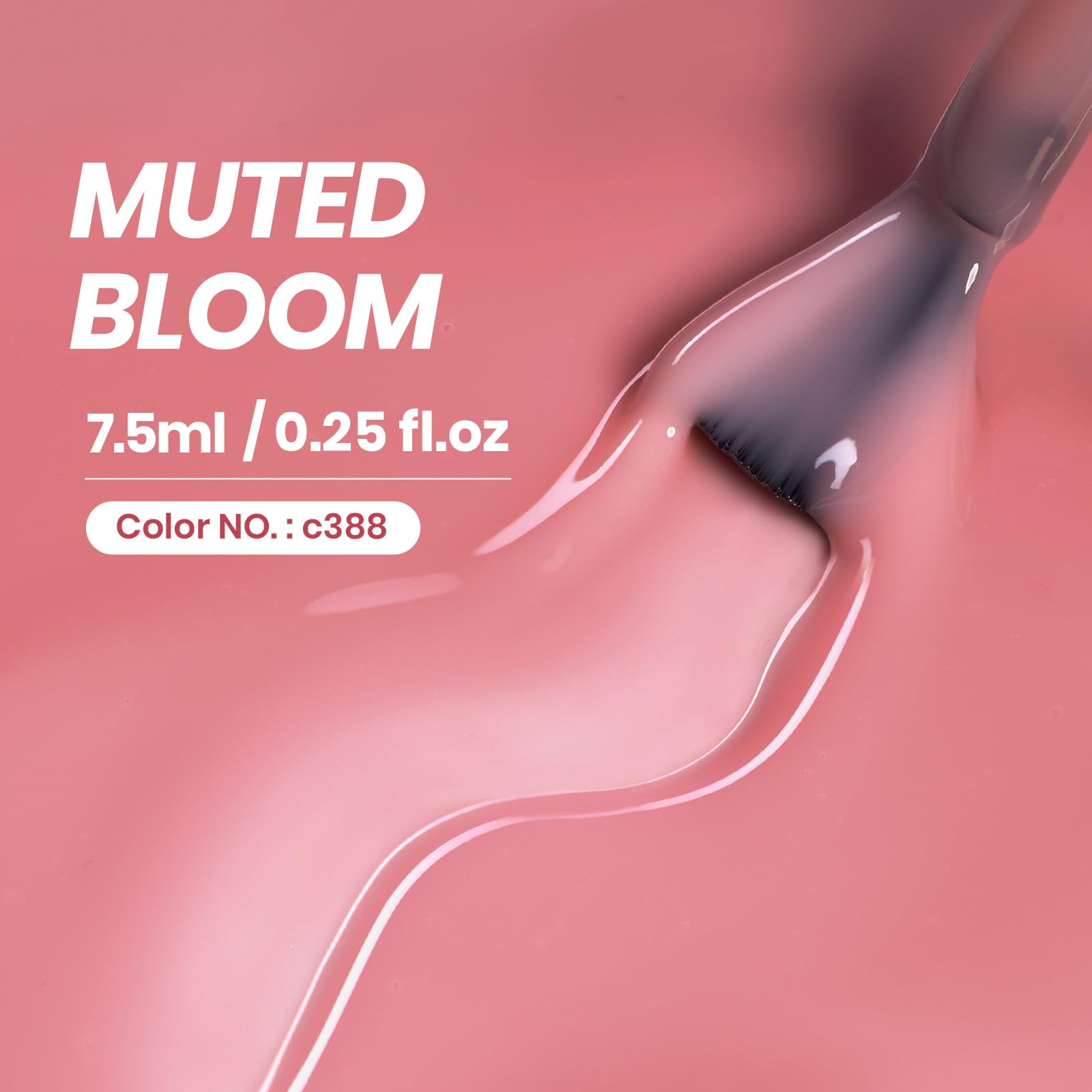 Beetles Nude Pink Gel: muestra en la uña demuestra translucidez suave.