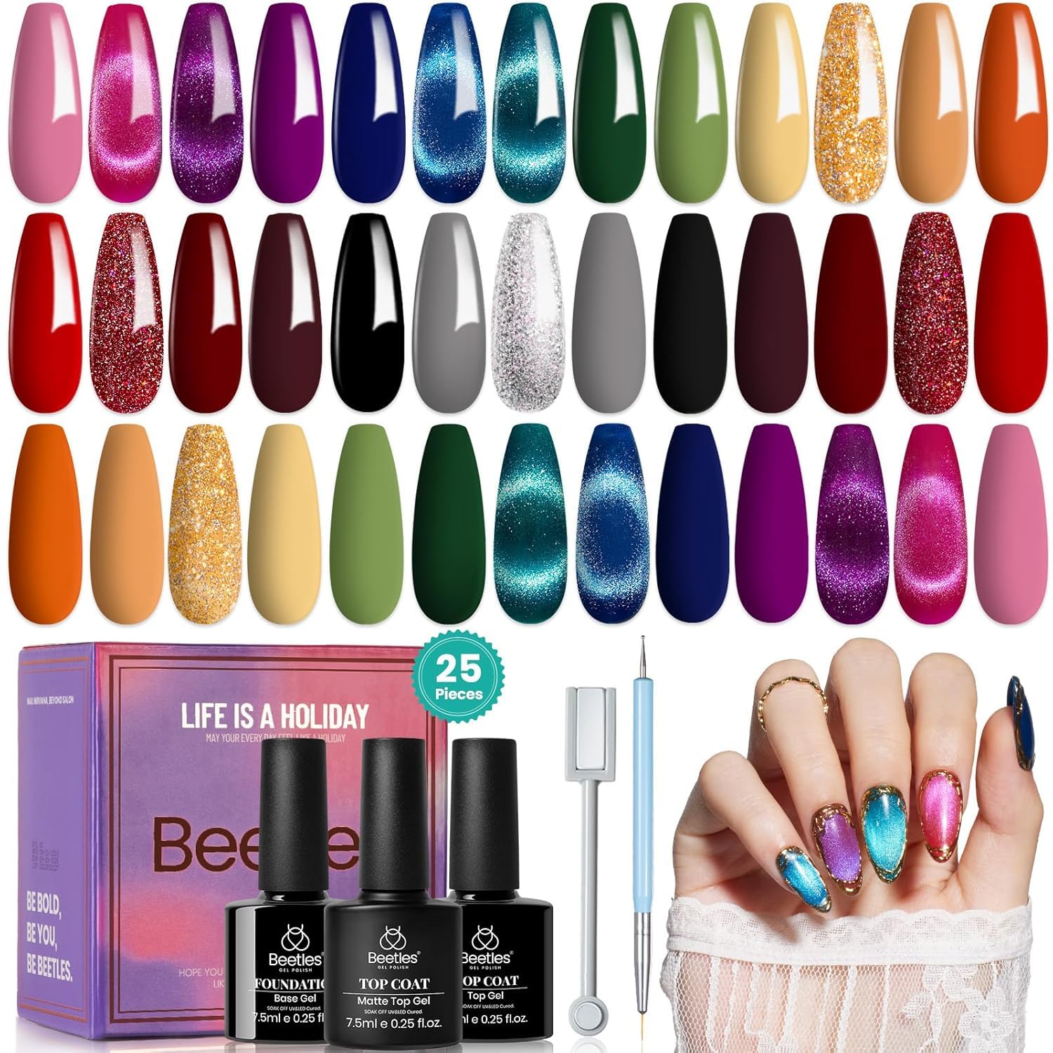 Beetles ojo-de-gato gel para uñas con 20 colores vibrantes