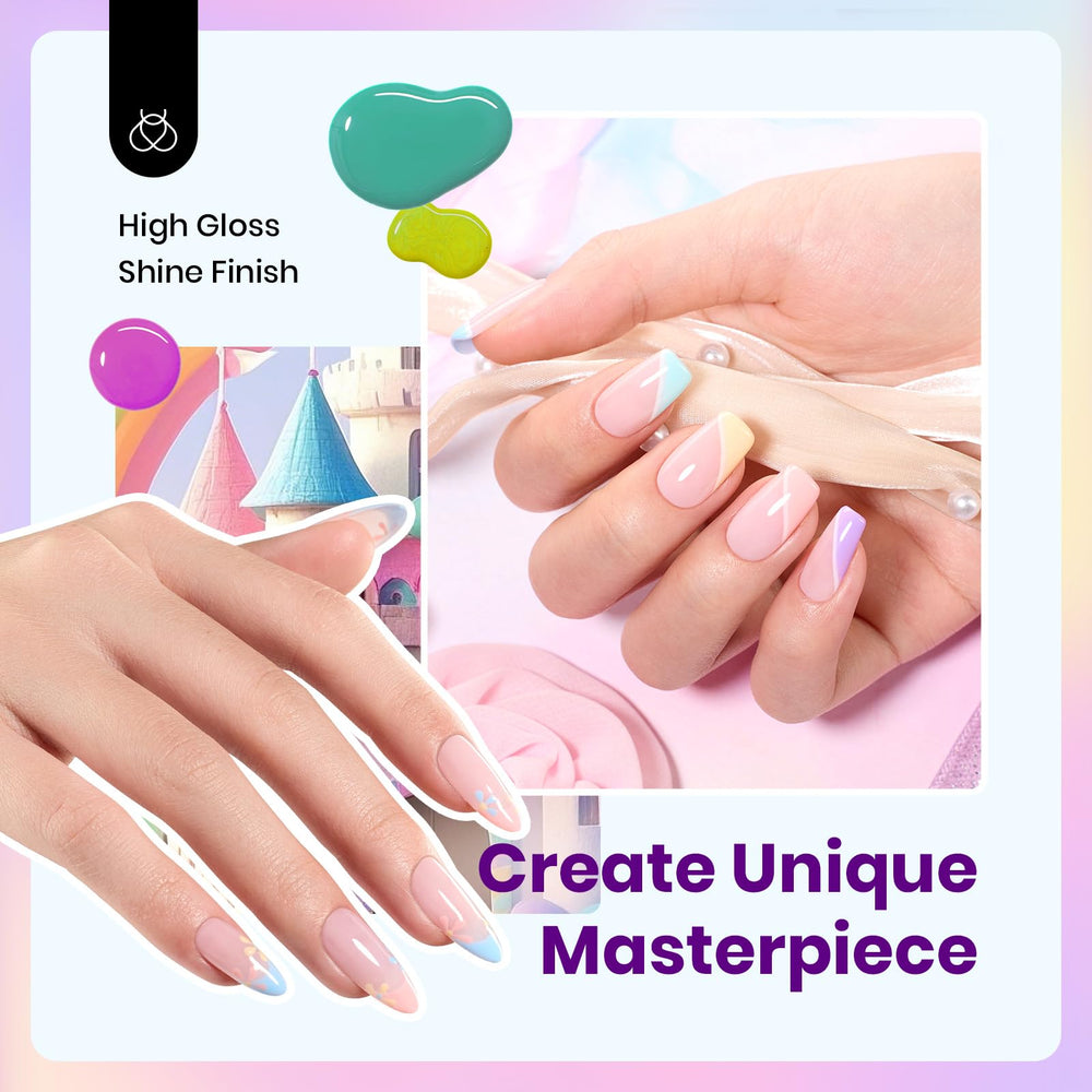 Beetles Pastel Gel Polish, aplicación fácil bajo lámpara LED para un brillo uniforme.