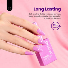 Beetles Pastel Gel Polish en botella morado, color suave y elegante.