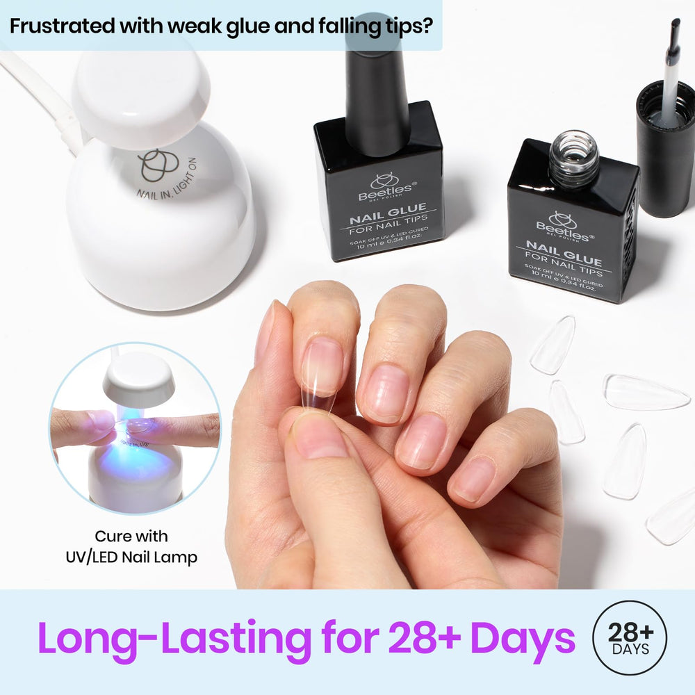 Beetles Gel Polish pegamento para uñas, curado con luz LED/UV para fijación duradera
