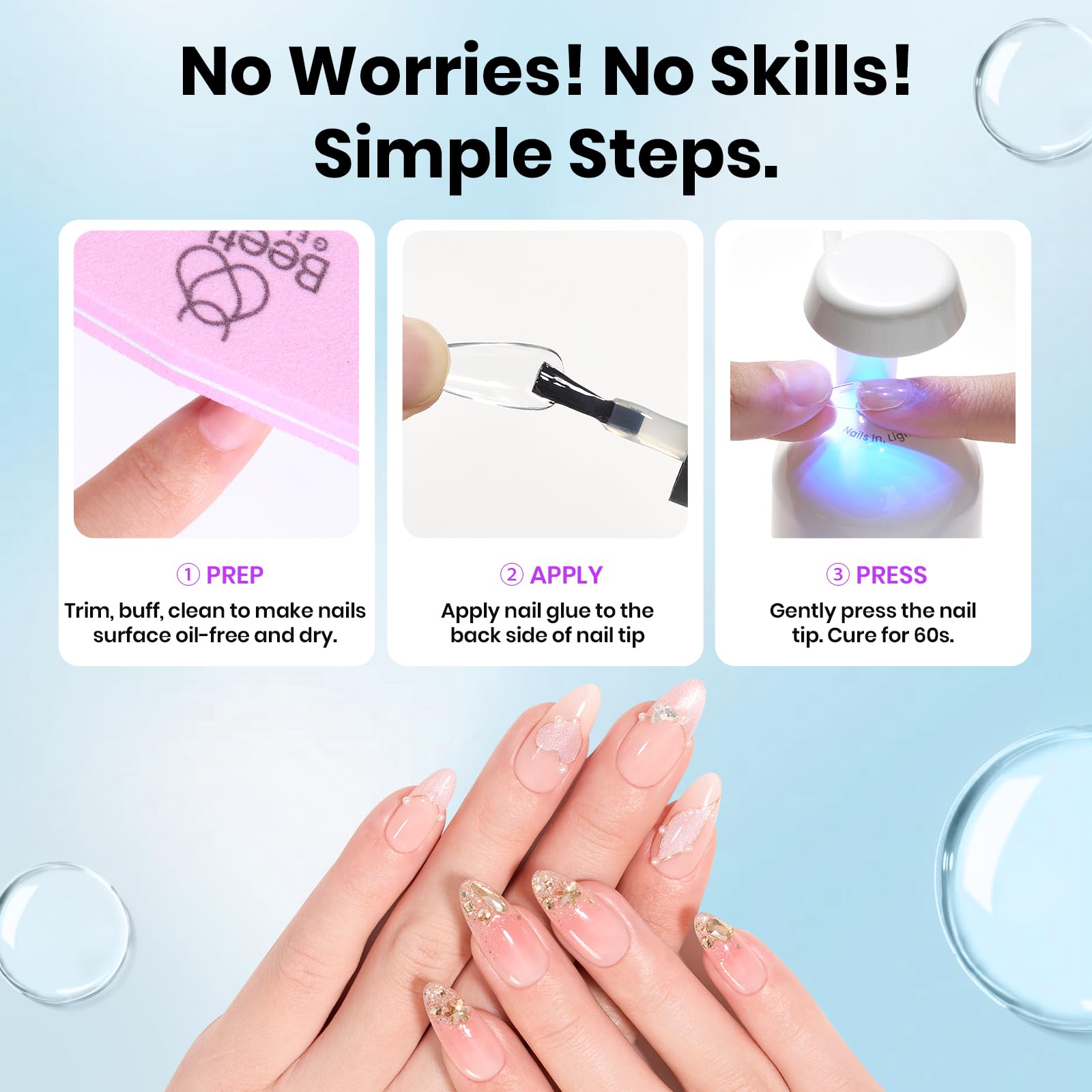 Beetles Gel Polish pegamento resistente a astillado para fijación duradera