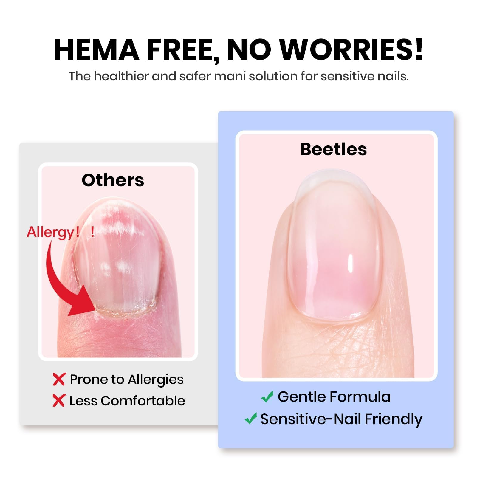 Beetles pegamento uñas: fijación fuerte con control preciso