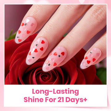 Beetles Pink Heart Sparkle Top Coat bottle adds subtle glitter.
