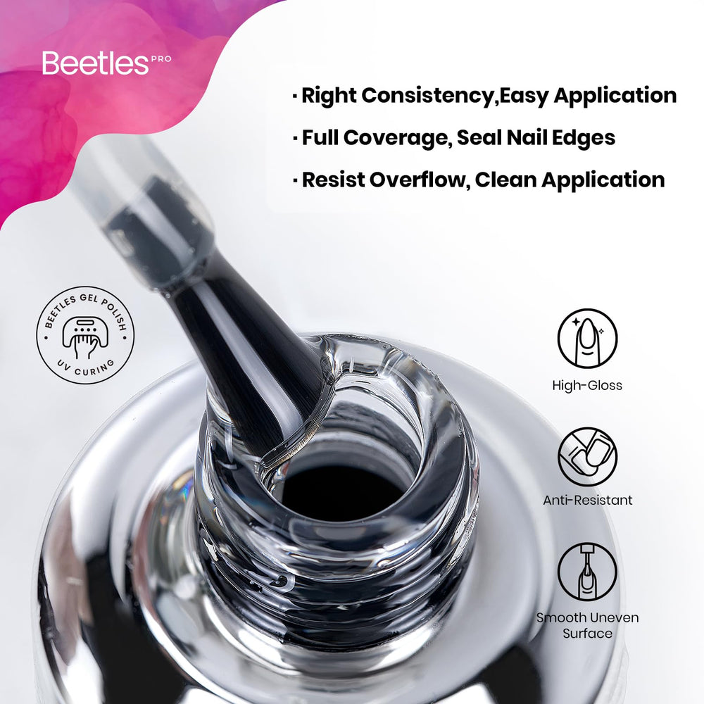 Beetles Pro Gel Top Coat ofrece brillo cristal para acabado profesional