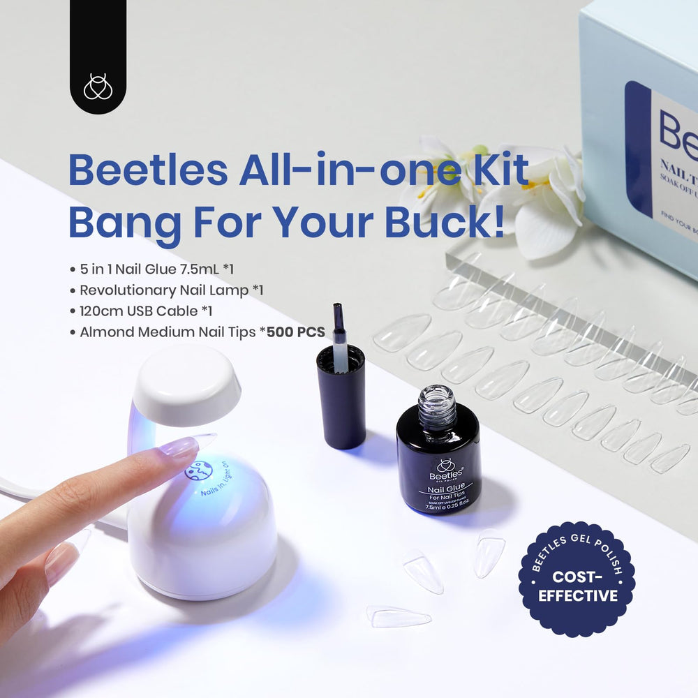 Beetles puntas de uñas PMMA, 500 piezas para extensión natural