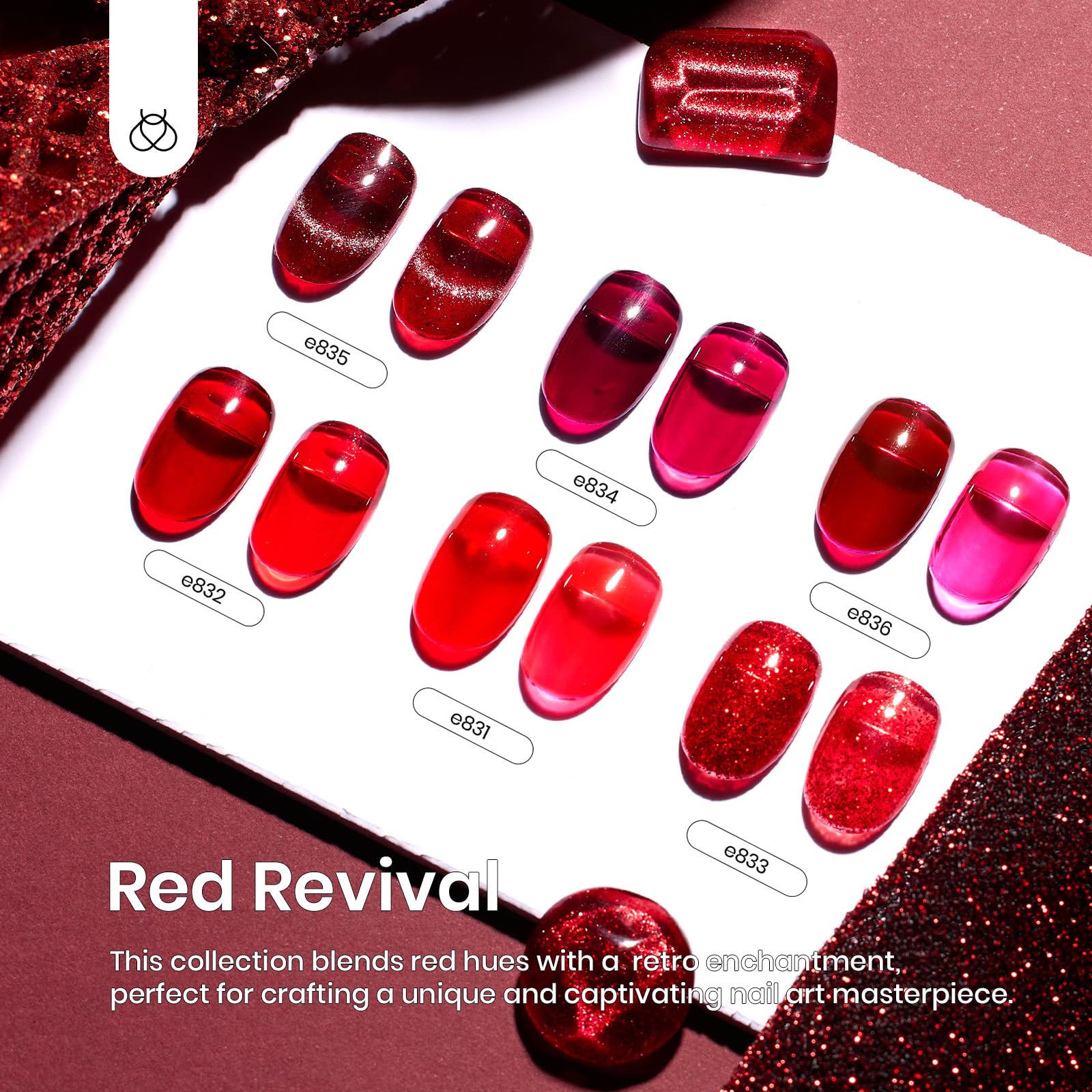Beetles Red Revival: brillo intenso con purpurina para uñas.