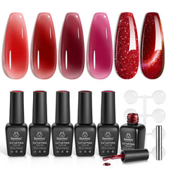 Beetles Red Revival: conjunto de gel con 6 colores para efecto ojo de gato.