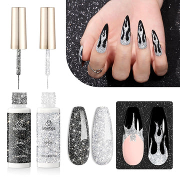 Beetles Reflective Glitter Nail Liner Pack showing the two polish set for dazzling nails