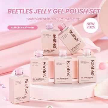Beetles Regalo de belleza rosa con brillo para uñas.