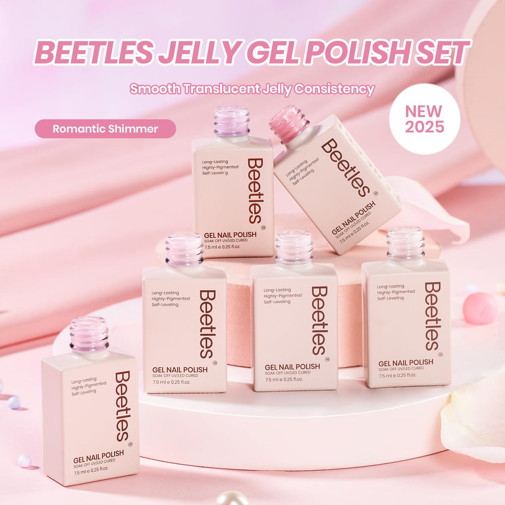 Beetles Regalo de belleza rosa con brillo para uñas.