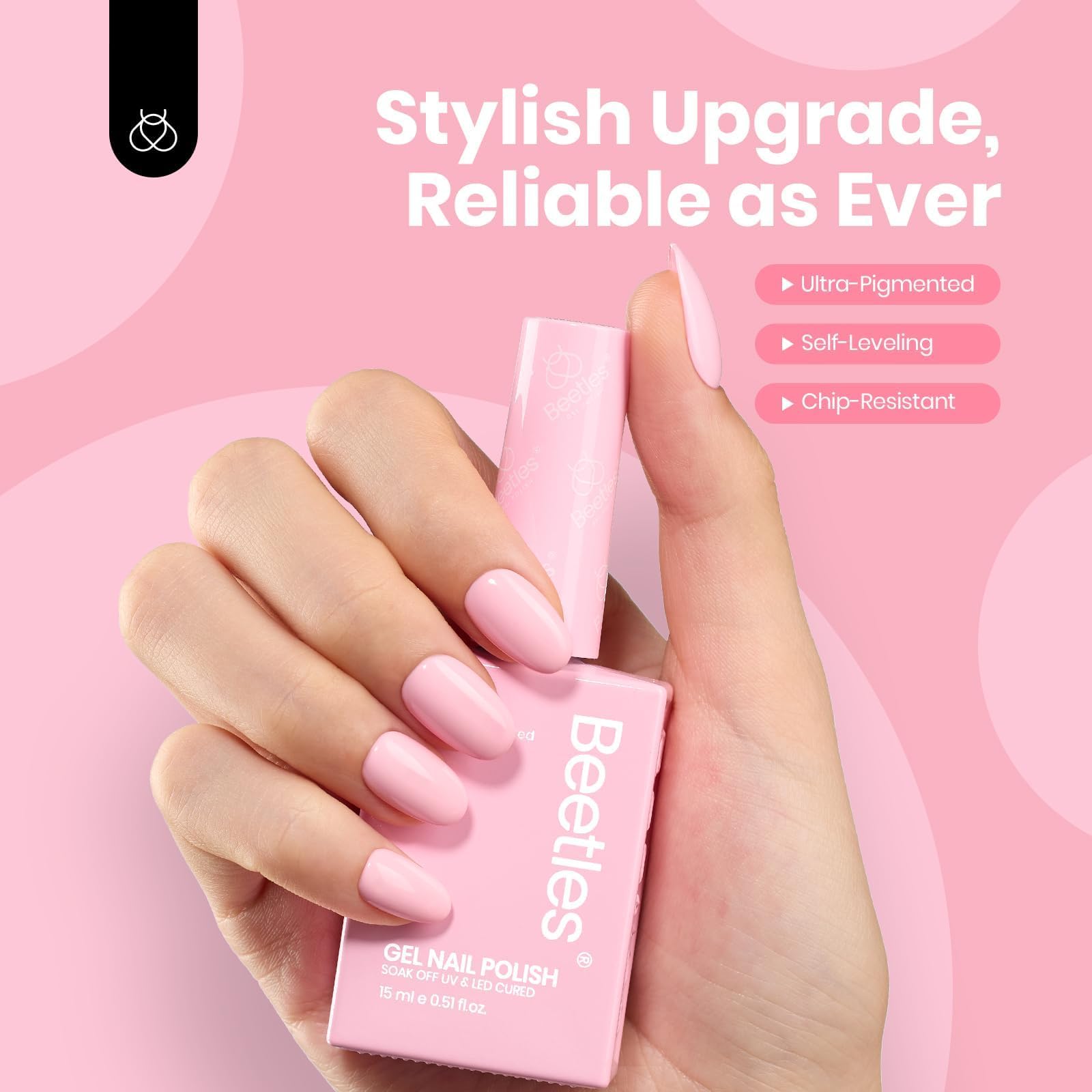 Beetles Gel Polish: tono rosa suave para uso diario y ocasiones especiales.