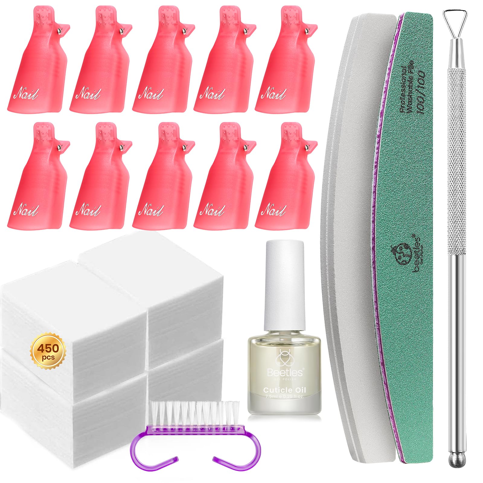 Beetles Gel Polish Kit con pinzas retiradoras para retirada precisa del esmalte gel