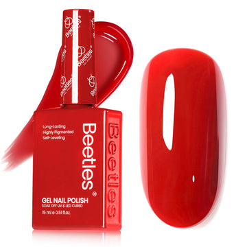 Beetles Rojo Esmalte Gel 15 ml para un color clásico y duradero.