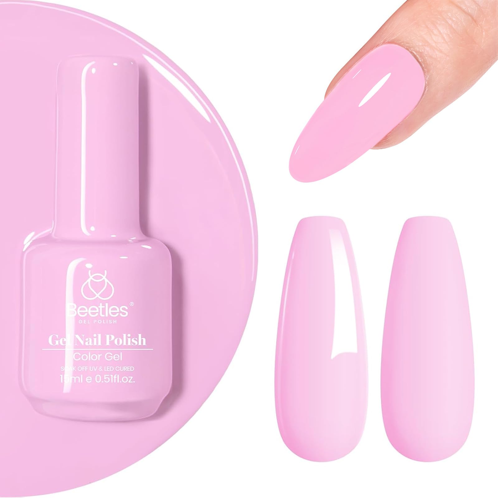 Beetles Rosa Gel Esmalte Cuento de Hadas, perfecto para manicuras caseras en casa.