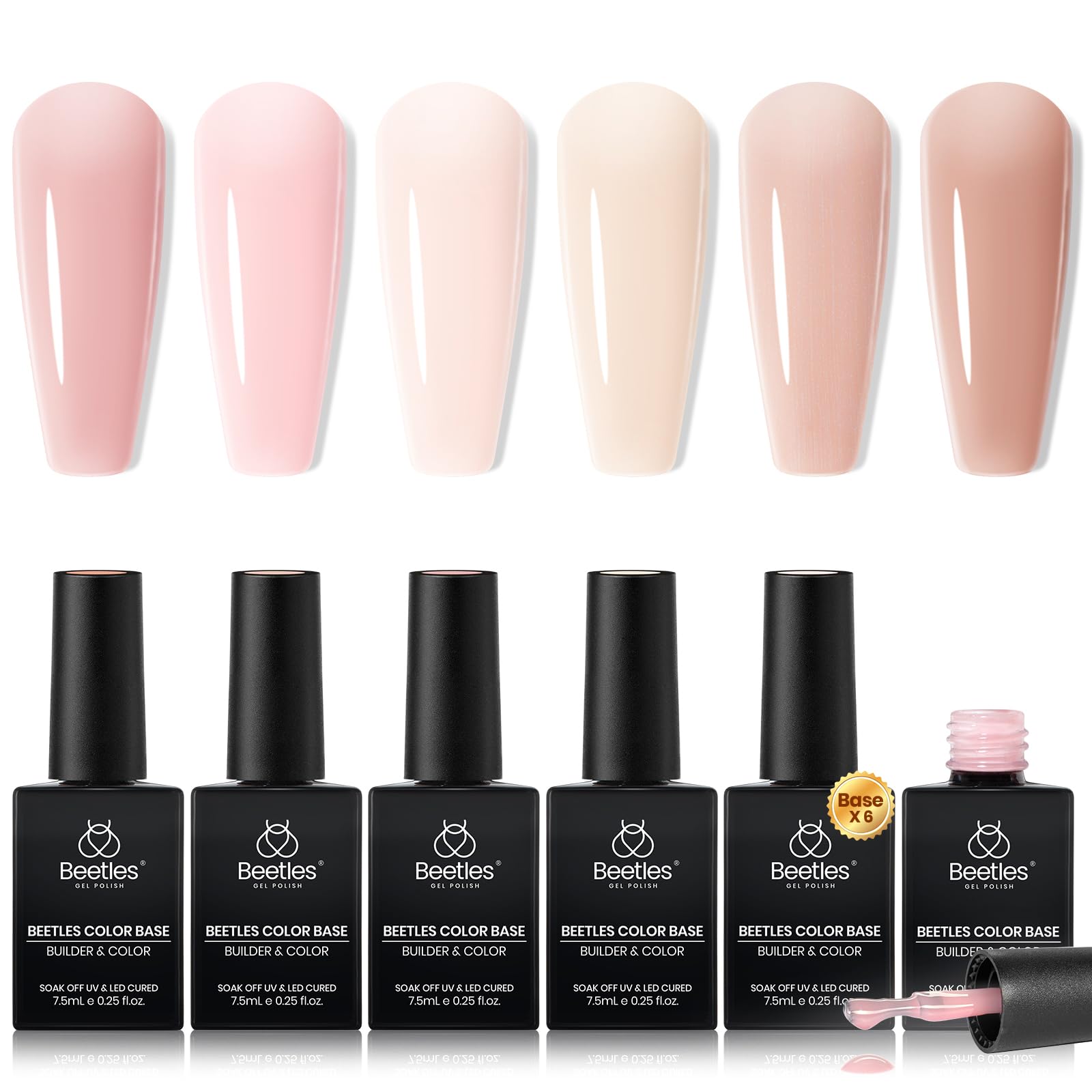 Beetles Rubber Base Gel tono piel, protege uñas con base duradera para manicura.