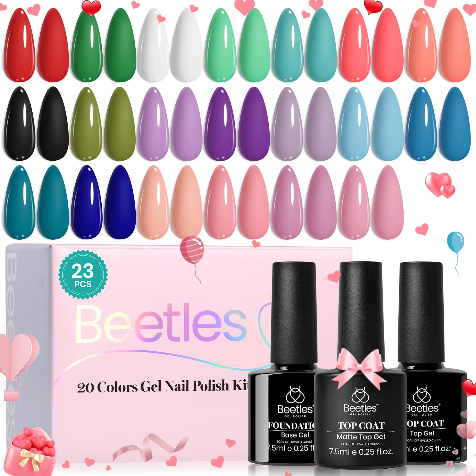 Beetles Set Gel Uñas con 20 colores para manicura en casa