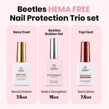 Beetles Set Trio: caja con gel builder, base y top para casa o salón.