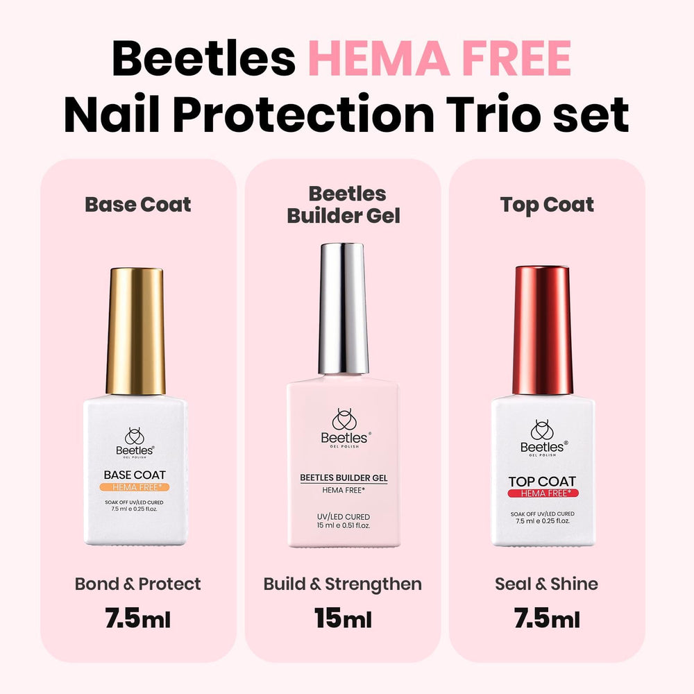 Beetles Set Trio: caja con gel builder, base y top para casa o salón.